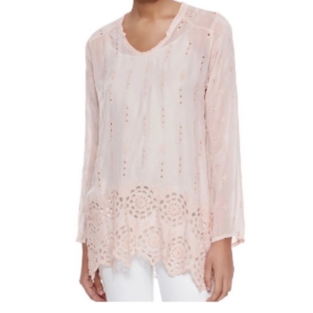 Johnny Was Light Pink Lace Blouse